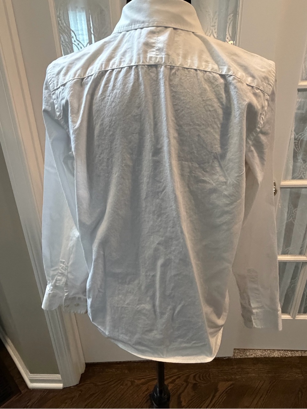 Ralph Lauren White Button-Down Cotton Shirt with Navy Embroidered Logo Size med - Picture 6 of 12